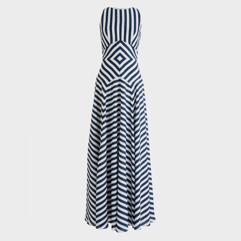NWT J. Crew sleeveless high-neck dress in geometric stripe. Size 2